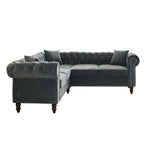 Chesterfield Ecksofa mit tiefer Knopfheftung, gerollten Armlehnen und L-Form