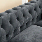 Chesterfield Ecksofa mit tiefer Knopfheftung, gerollten Armlehnen und L-Form