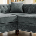 Chesterfield Ecksofa mit tiefer Knopfheftung, gerollten Armlehnen und L-Form