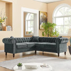 Chesterfield Ecksofa mit tiefer Knopfheftung, gerollten Armlehnen und L-Form