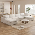 Großes modulares Sektionssofa, Daunenfüllung, U-förmig, 4-Sitzer mit 2 Hockern