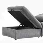 Großes modulares Sektionssofa, Daunenfüllung, U-förmig, 4-Sitzer mit 2 Hockern