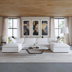 U-förmiges Sektionalsofa aus Leinen mit Polsterung, mehreren Kissen, modulares Sofa