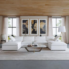 U-shape Linen Upholstered Sectional Sofa Multiple Cushions Modular Couch