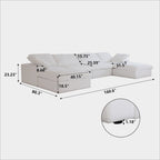 U-förmiges Sektionalsofa aus Leinen mit Polsterung, mehreren Kissen, modulares Sofa