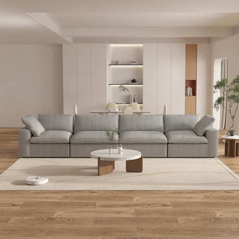 160 Modernes Leinenpolsterung 4-teiliges Ecksofa Minimalismus Commix Daunengefüllte modulare Sofas