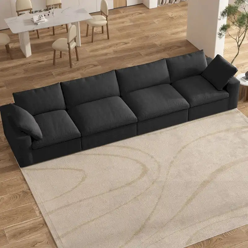 160 Modernes Leinenpolsterung 4-teiliges Ecksofa Minimalismus Commix Daunengefüllte modulare Sofas
