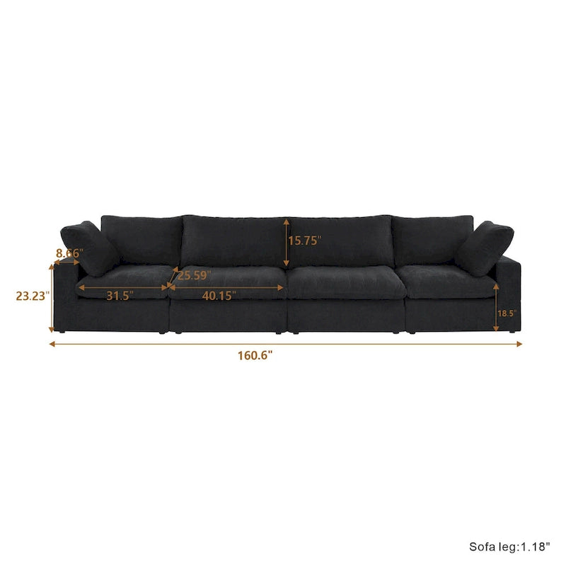 160 Modernes Leinenpolsterung 4-teiliges Ecksofa Minimalismus Commix Daunengefüllte modulare Sofas