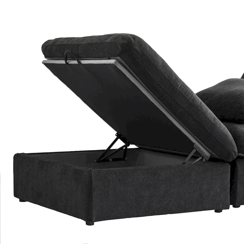 160 Modernes Leinenpolsterung 4-teiliges Ecksofa Minimalismus Commix Daunengefüllte modulare Sofas