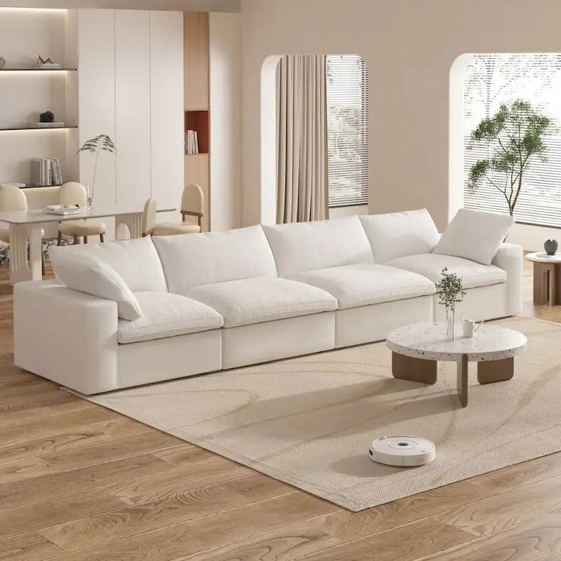 160 Modernes Leinenpolsterung 4-teiliges Ecksofa Minimalismus Commix Daunengefüllte modulare Sofas