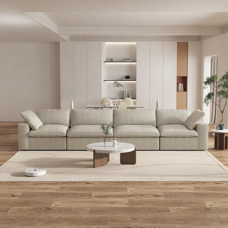 160 Modernes Leinenpolsterung 4-teiliges Ecksofa Minimalismus Commix Daunengefüllte modulare Sofas