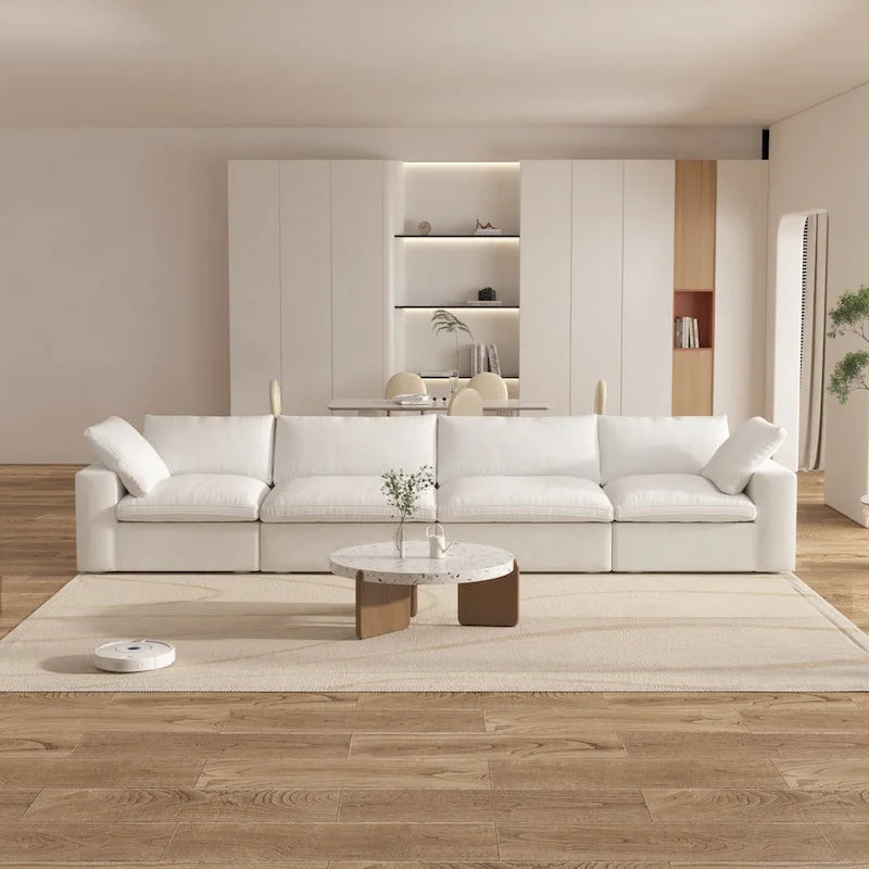 160 Modernes Leinenpolsterung 4-teiliges Ecksofa Minimalismus Commix Daunengefüllte modulare Sofas