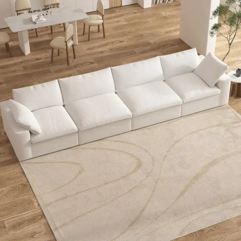 160 Modernes Leinenpolsterung 4-teiliges Ecksofa Minimalismus Commix Daunengefüllte modulare Sofas