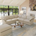 L-förmiges Leinen-Sofa Modernes gepolstertes Ecksofa mit Ottomane