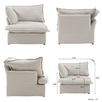L-förmiges Leinen-Sofa Modernes gepolstertes Ecksofa mit Ottomane