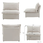 L-förmiges Leinen-Sofa Modernes gepolstertes Ecksofa mit Ottomane