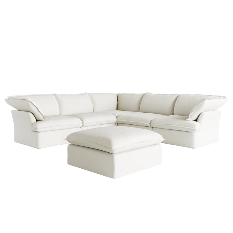 L-förmiges Leinen-Sofa Modernes gepolstertes Ecksofa mit Ottomane