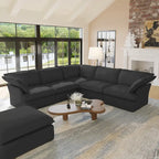 L-förmiges Leinen-Sofa Modernes gepolstertes Ecksofa mit Ottomane