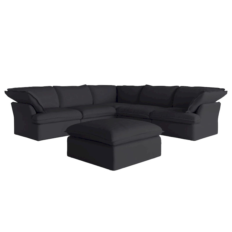 L-förmiges Leinen-Sofa Modernes gepolstertes Ecksofa mit Ottomane