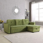 91 cm breites Samt-Ecksofa mit Schlaffunktion, umstellbar, mit Recamiere