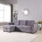 91 cm breites Samt-Ecksofa mit Schlaffunktion, umstellbar, mit Recamiere
