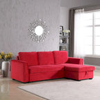 91 cm breites Samt-Ecksofa mit Schlaffunktion, umstellbar, mit Recamiere