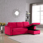 91 cm breites Samt-Ecksofa mit Schlaffunktion, umstellbar, mit Recamiere