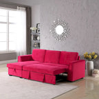 91 cm breites Samt-Ecksofa mit Schlaffunktion, umstellbar, mit Recamiere