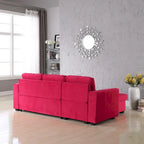 91 cm breites Samt-Ecksofa mit Schlaffunktion, umstellbar, mit Recamiere