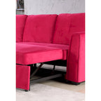 91 cm breites Samt-Ecksofa mit Schlaffunktion, umstellbar, mit Recamiere