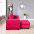 91 cm breites Samt-Ecksofa mit Schlaffunktion, umstellbar, mit Recamiere
