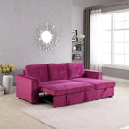 91 cm breites Samt-Ecksofa mit Schlaffunktion, umstellbar, mit Recamiere