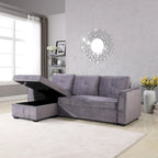 91 cm breites Samt-Ecksofa mit Schlaffunktion, umstellbar, mit Recamiere