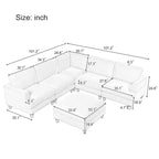 Modulares Sektionssofa mit Ottomane, L-förmiges Ecksofa für Wohnzimmer, Büro