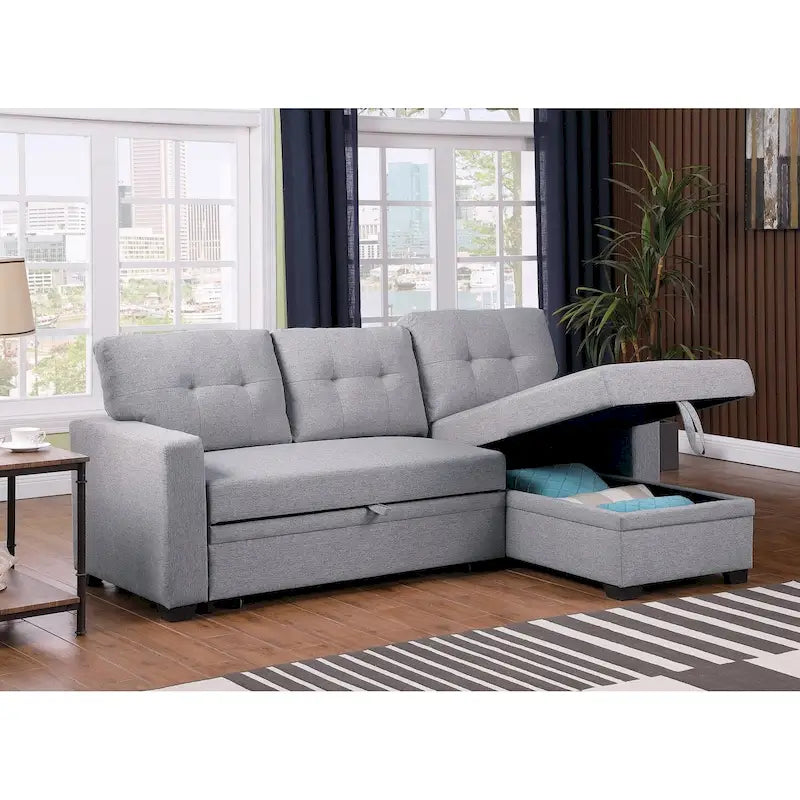 Polster-Ecksofa mit Ausziehfunktion und Recamiere