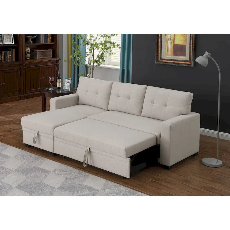 Polster-Ecksofa mit Ausziehfunktion und Recamiere