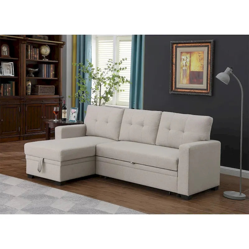 Polster-Ecksofa mit Ausziehfunktion und Recamiere
