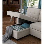 Polster-Ecksofa mit Ausziehfunktion und Recamiere