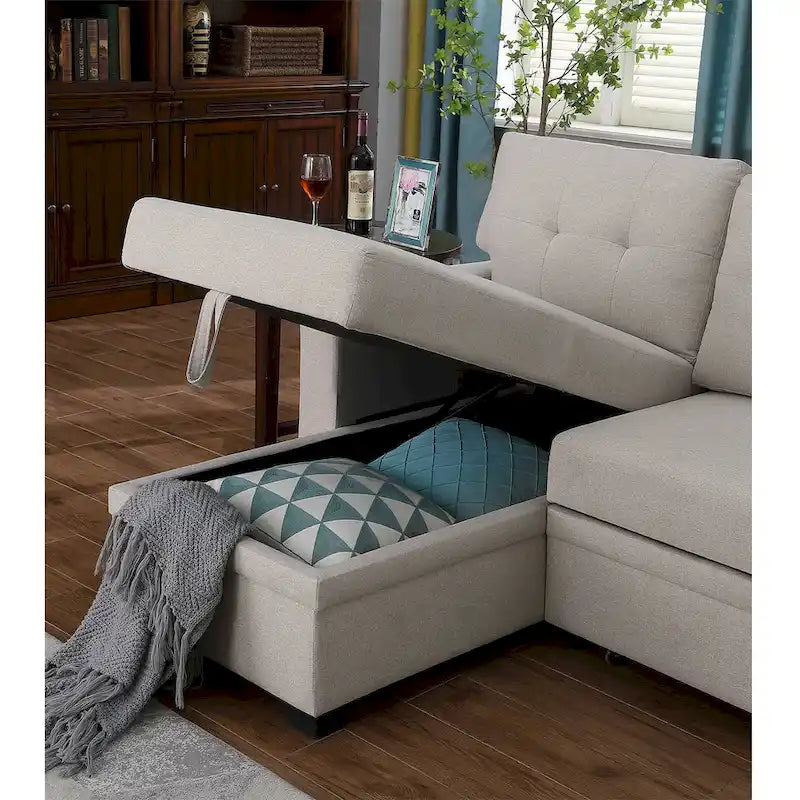 Polster-Ecksofa mit Ausziehfunktion und Recamiere