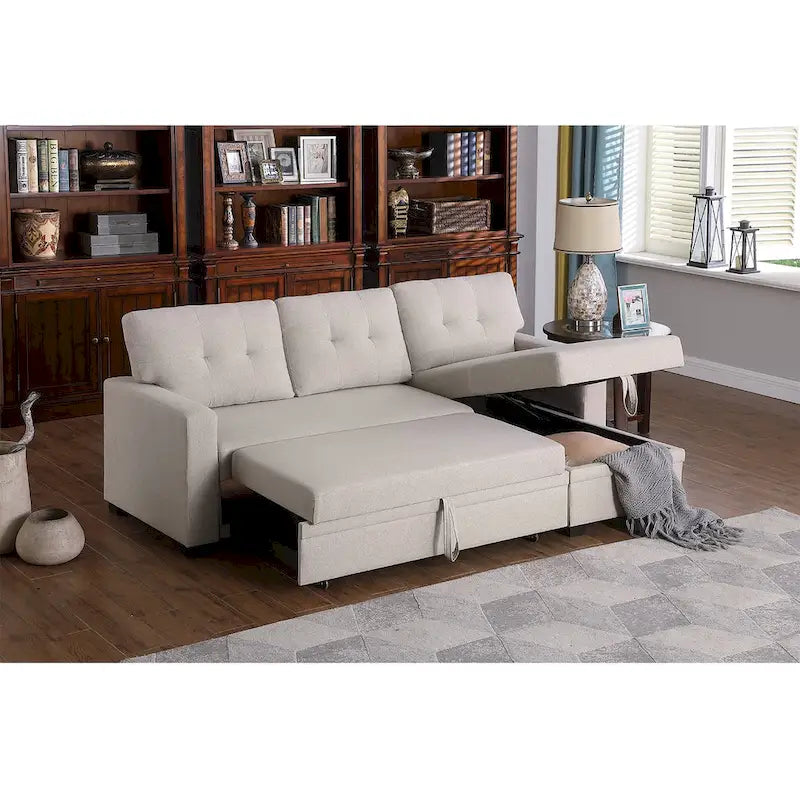 Polster-Ecksofa mit Ausziehfunktion und Recamiere