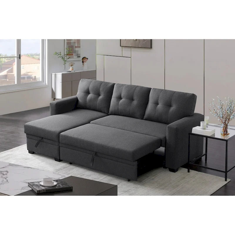 Polster-Ecksofa mit Ausziehfunktion und Recamiere