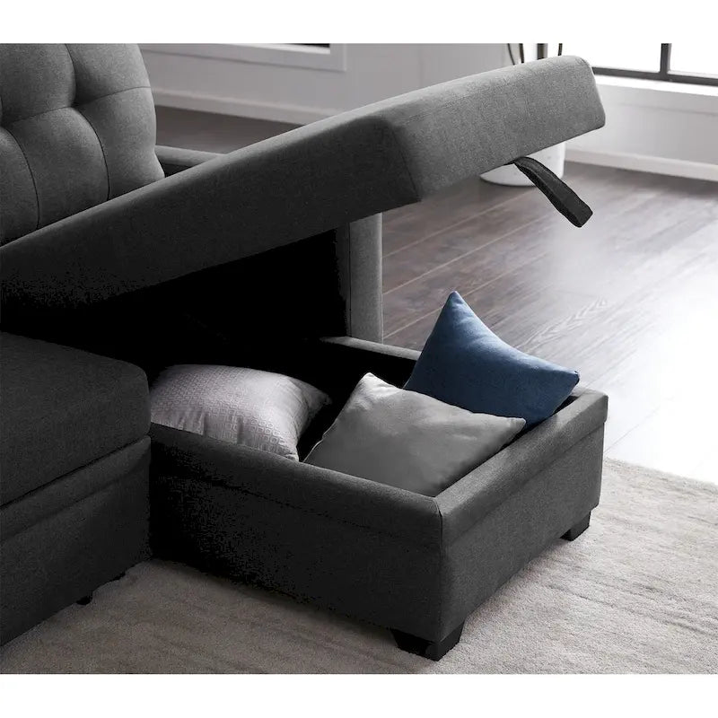 Polster-Ecksofa mit Ausziehfunktion und Recamiere