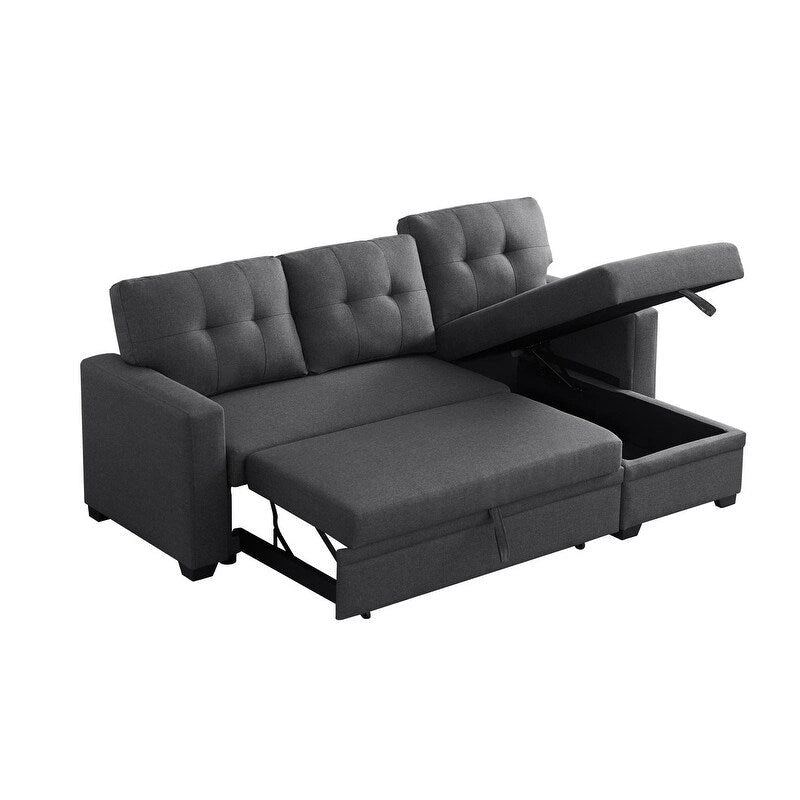 Polster-Ecksofa mit Ausziehfunktion und Recamiere