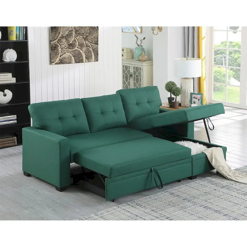 Polster-Ecksofa mit Ausziehfunktion und Recamiere