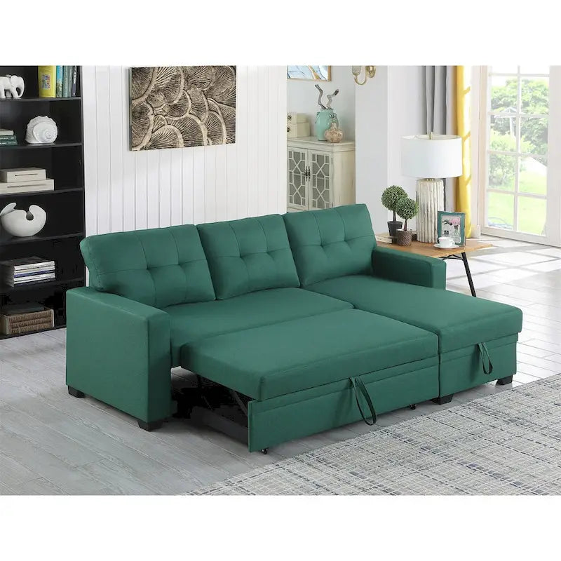 Polster-Ecksofa mit Ausziehfunktion und Recamiere