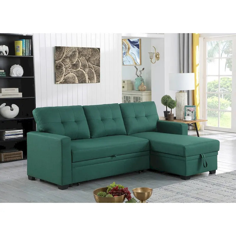 Polster-Ecksofa mit Ausziehfunktion und Recamiere