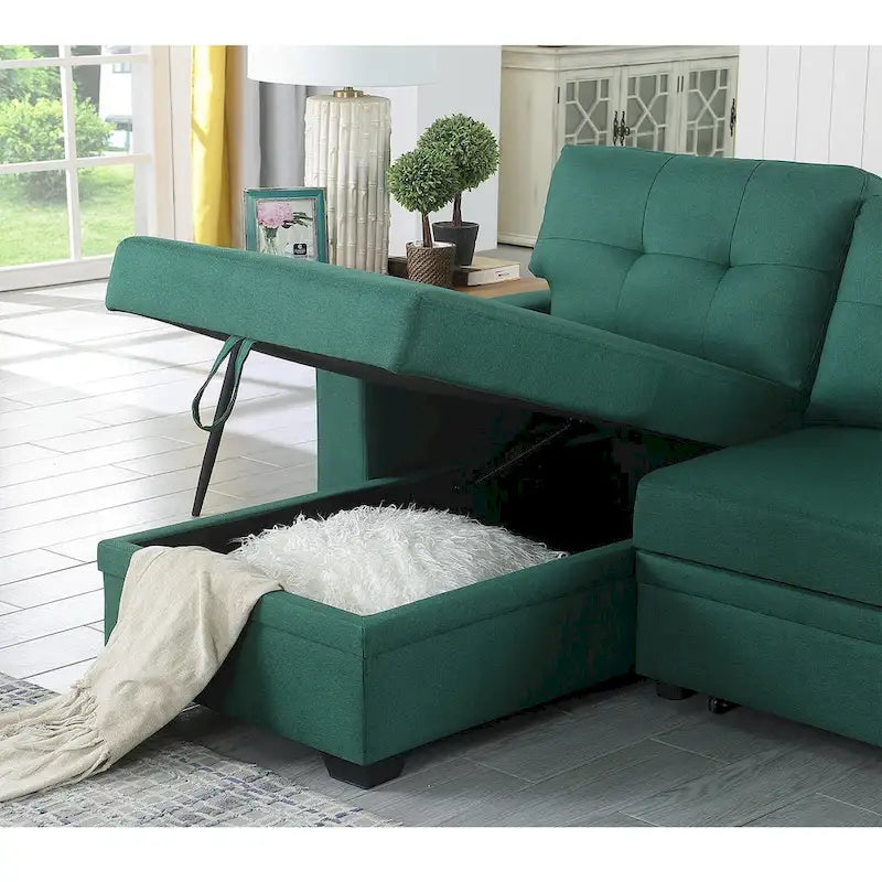 Polster-Ecksofa mit Ausziehfunktion und Recamiere