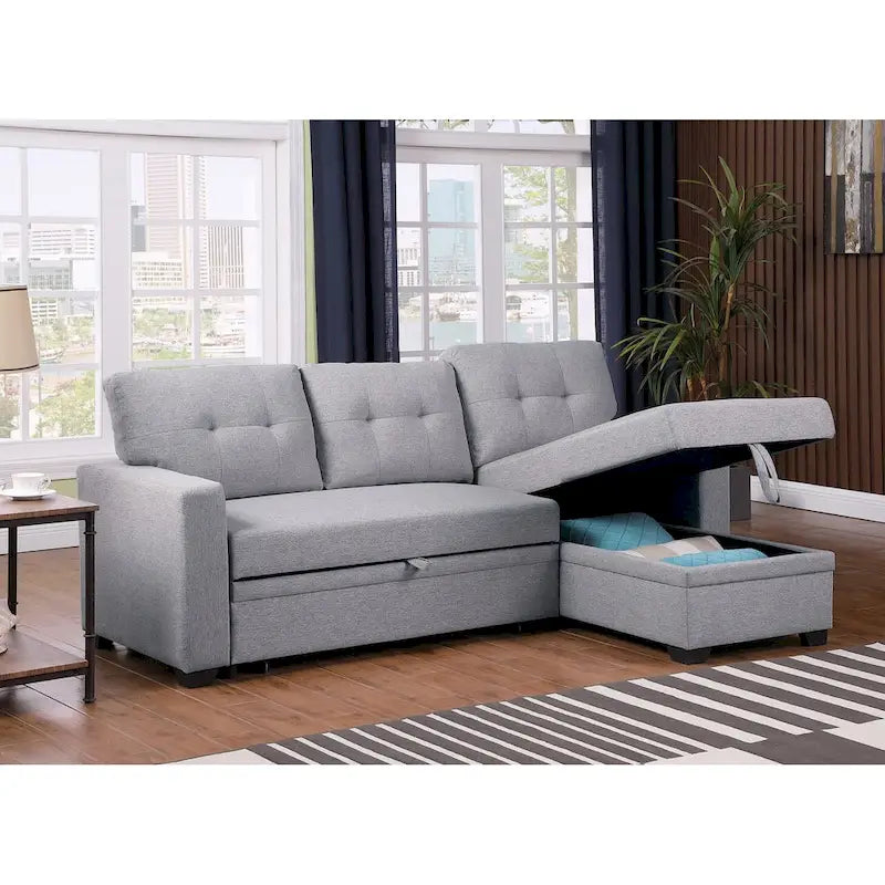 Polster-Ecksofa mit Ausziehfunktion und Recamiere