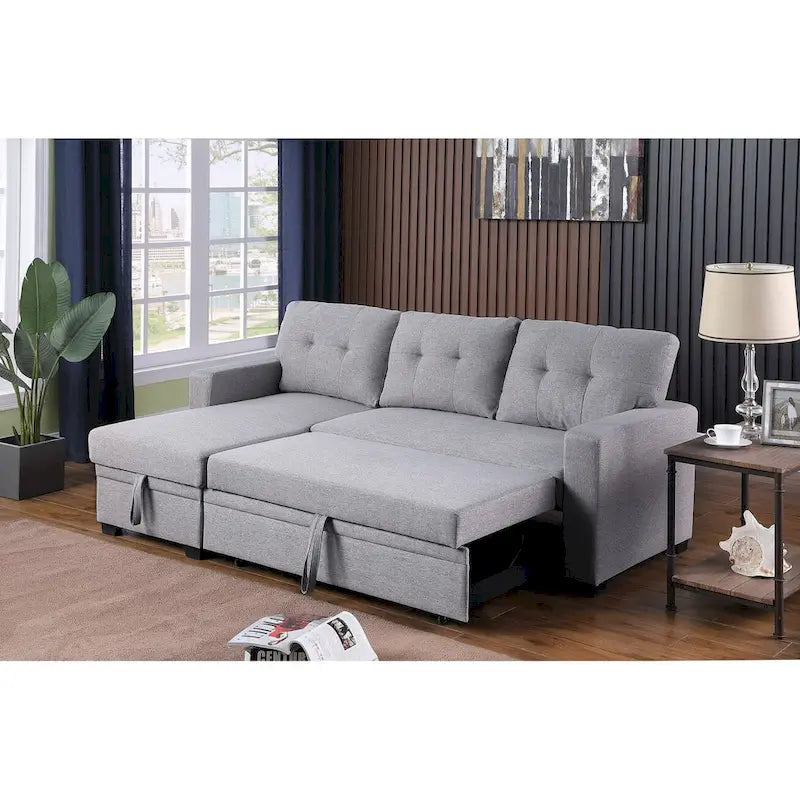 Polster-Ecksofa mit Ausziehfunktion und Recamiere
