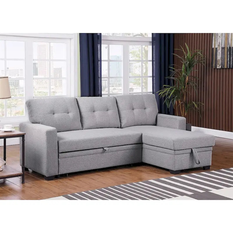 Polster-Ecksofa mit Ausziehfunktion und Recamiere